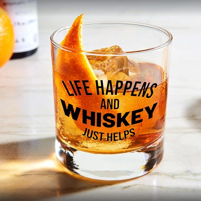Funny Whiskey Glasses 10 oz, Whiskey Drinker Gifts for Men, Whisky Gifts Old Fashioned Rocks Glasses Cup for Women Men Drinking Scotch Bourbon Liquor