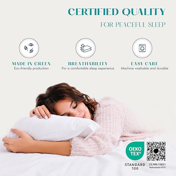 XOOX Linen 100% Egyptian Cotton Pillow Cases Standard/Queen Size Set of 2 - Luxury 1200 Thread Count Sateen Taupe Pillow Cases, Silky Soft Cooling Pillowcases Fits Standard & Queen Size Pillows
