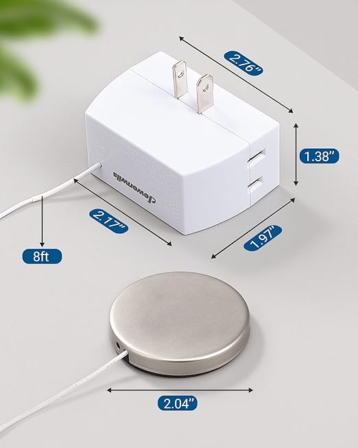 DEWENWILS Touch Dimmer Switch, Touch Pad Control with 3 Levels of Dimming, Dimmable LED/CFL Lights, and Incandescent Bulbs, Extension Cord, ETL Listed, White