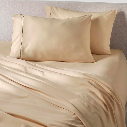 PeachSkinSheets Almond Ivory Sheet Set - 1500tc Level of Softness - Extra Soft Cooling Sheets for Hot Sleepers and Night Sweats - California King Size