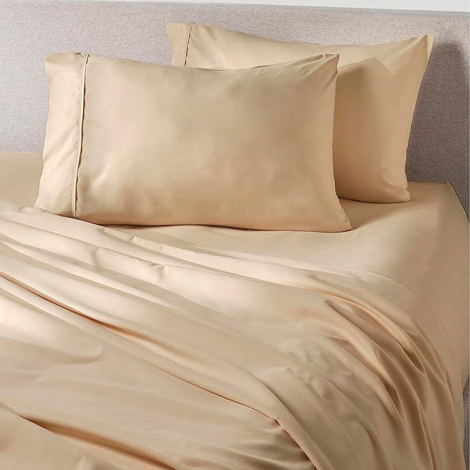 PeachSkinSheets Almond Ivory Sheet Set - 1500tc Level of Softness - Extra Soft Cooling Sheets for Hot Sleepers and Night Sweats - XL Twin Size