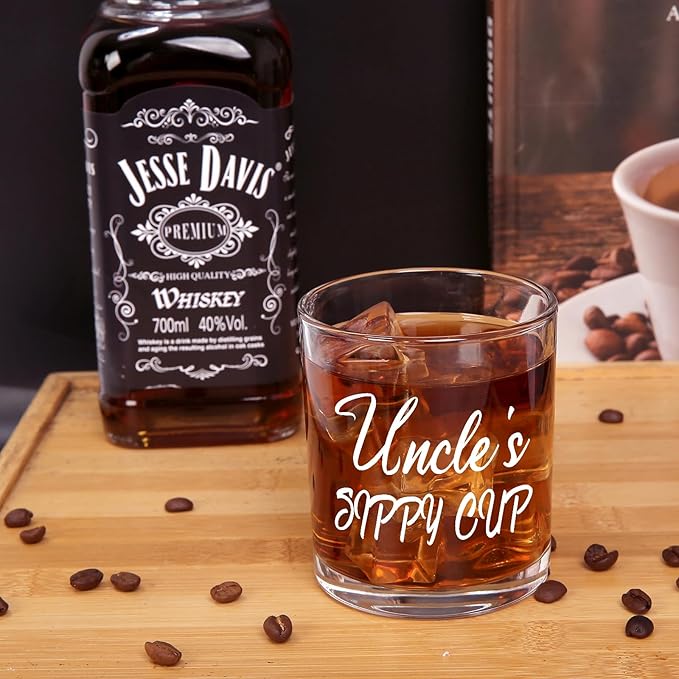 Jogskeor Uncle Gifts, Uncle's Sippy Cup Whiskey Glass 10oz, Birthday Fathers Day Christmas Gifts for Uncle
