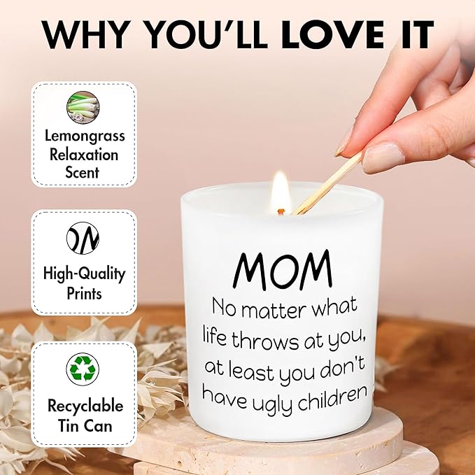 Gifts for Mom from Daughter Son - Mothers Day Gifts for Mom, Wife, Women - Moms Birthday Gift Ideas, Cool Birthday Gift for Moms - Funny Mothers Day Candle, mom Candle Funny 10oz