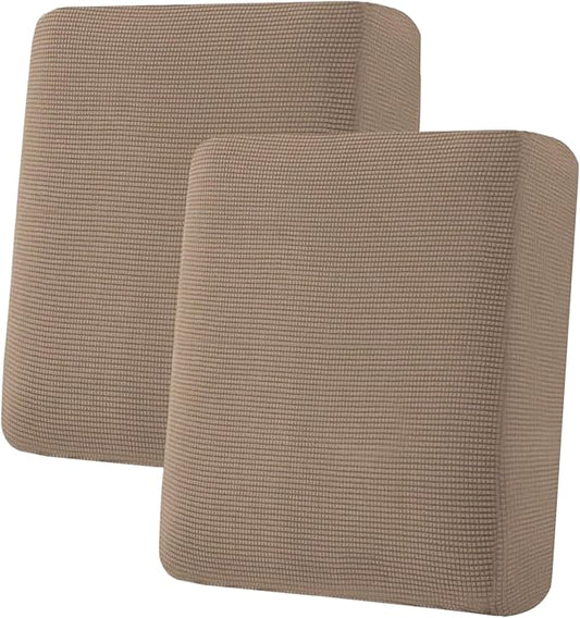 H.VERSAILTEX Super Stretch Individual Seat Cushion Covers Sofa Covers Couch Covers Slipcover Sets Thick Jacquard Textured Twill Fabric (2 Piece Medium Sofa Cushion Covers, Macchiato)