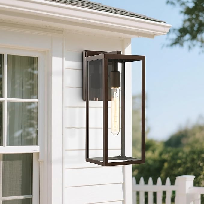 Bestshared Outdoor Wall Sconce Lights,Exterior Wall Lighting Fixtures with Clear Glass, Anti-Rust Outside Lantern Lamp for House Front Porch Doorway Patio(Oil-Rubbed Bronze,2PACK)