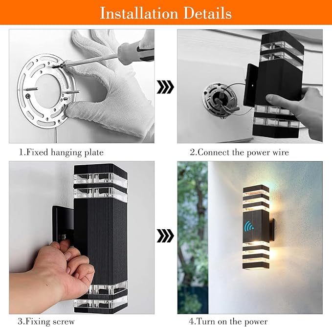 Dusk to Dawn Outdoor Light Fixture 4 Pack, 14W IP65 3000K 1100LM Warm White Outdoor Wall Lights, up and Down Lights Outdoor, Aluminum Waterproof Outside Lights for House Porch Patio