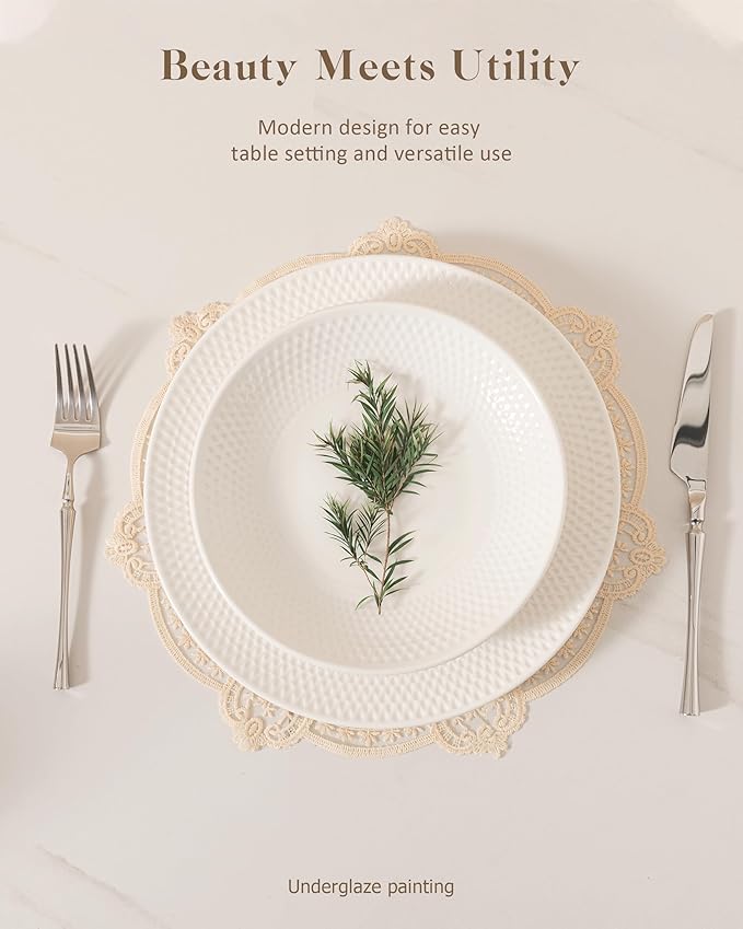Dinnerware sets plates and bowls sets modern plates,Handmade Reactive Glaze Stoneware Plates and Bowls Sets,Highly Scratch Resistant Dishwasher & Microwave Safe Dishes Set (style - 6, 4 - Set (12pcs))
