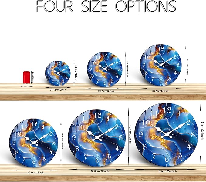 Modern Wooden Wall Clock with Marble Texture Design – Silent Sweep Movement Battery Operated 10 Inch Round Wall Decor for Office,Bedroom, Living Room