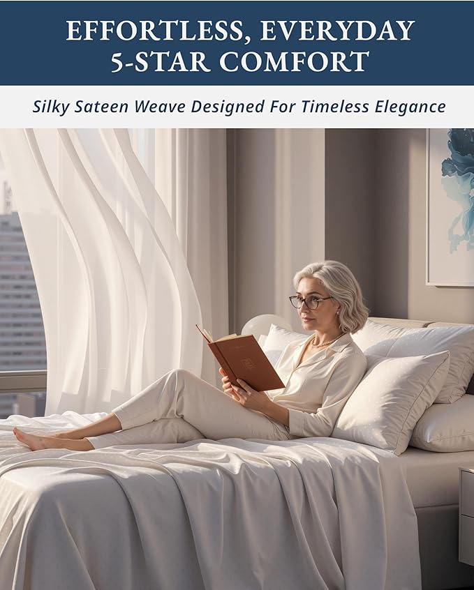LANE LINEN 100% Egyptian Cotton 5 Pc Split King Sheets for Adjustable Beds - Soft & Comfy Hotel Style Thick Machine Washable Naturally Cooling 15" Deep Pockets Jaquard Swiss Dot - White