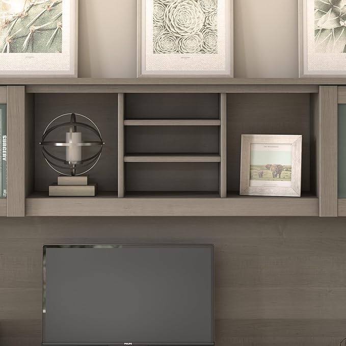 Bush Furniture Somerset 72W 3 Position Sit to Stand L Shaped Desk with Hutch in Ash Gray | Adjustable Height Table for Home Office