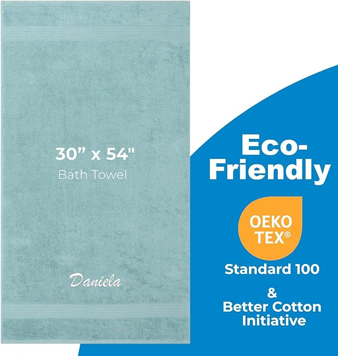 Kaufman - Personalized Velour Beach and Pool Towel 100% Cotton 30in X 60in Solid Color Bath Towel Embroidered (Aqua)