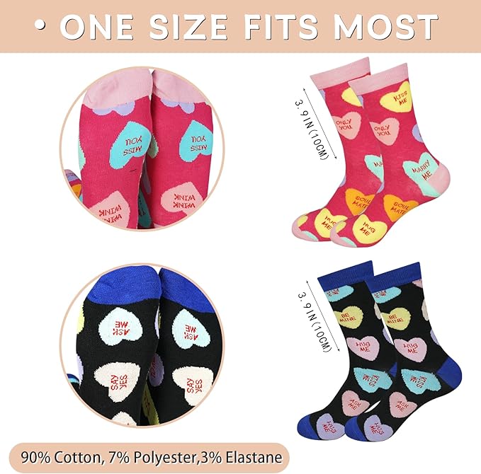 Valentine Glass Cups with Socks, Valentine Gifts For Him/Her, 18 OZ Hearts Glass Cups Gifts,Warm Socks for Women Men, Couple Iced Coffee Cups,Glass Cups with Lids and Straws - 2 Sets