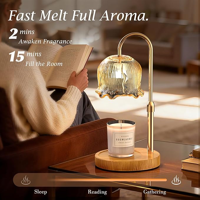 Candle Warmer Lamp with Timer Gifts for Mom, Adjustable Height Vintage Wax Warmer Lamp for Scented Candles Modern Farmhouse Decor, House Warming Gifts New Home Essentials