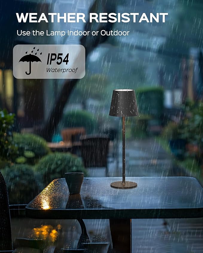 JACKYLED Cordless Table Lamps Rechargeable, 3 Adjustable Height, 5000mAh Battery Operated, 3 Colors Smooth Dimming, Portable LED Waterproof Table Lamp for Dining, Bedroom, Outdoor (2 Pack)
