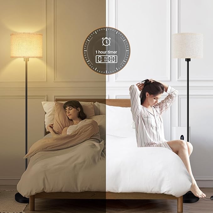 Floor Lamps for Living Room, Stepless Dimmable Floor Lamp with Remote, 2700K-6500K Colors Temperature & Brightness Adjustable,10W/1200LM Bright LED Floor Lamp, Modern Standing Lamp for Bedroom/Office