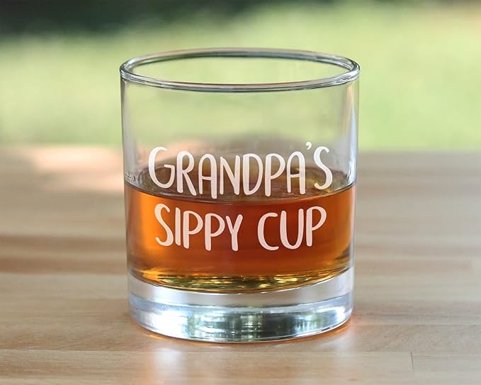 Grandpa's Sippy Cup - Unique Whiskey Rocks Glass for Grandfathers - Fun Grandpa Gifts - 10.25 Oz