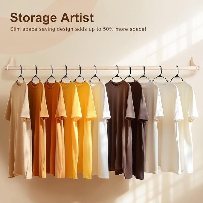 HOUSE DAY 200 Pack Plastic Clothes Hangers, Commercial Bulk Shipment for Business, Sturdy Durable Notched Hangers Ideal for Retail Dry Cleaners Warehouses, Save Cost & Warehouse Space - Black