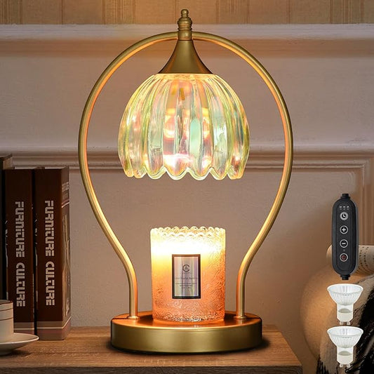 Candle Warmer Lamp with Timer: Dimmable Scented Candle Warmer Aromatherapy Lamp for Home Decor, Mothers Day Gifts for Mom, Ideal Housewarming Birthday Wax Warmer Light Gift, Includes 2 Bulbs