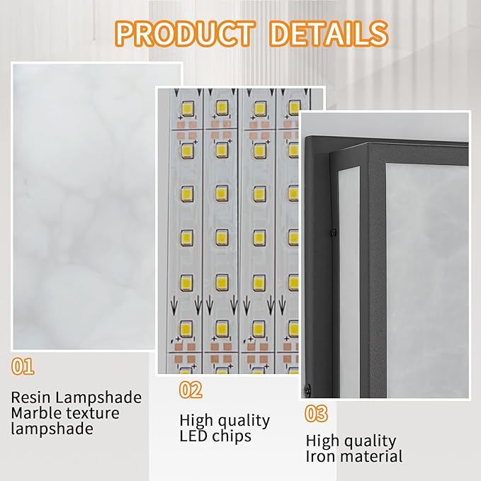 Outdoor Wall Light LED 32W, Modern Exterior Wall Sconce with Resin Shade - 32.8in Rectangle Waterproof Porch Lighting Fixture IP65 for Garage,Front Door,Patio