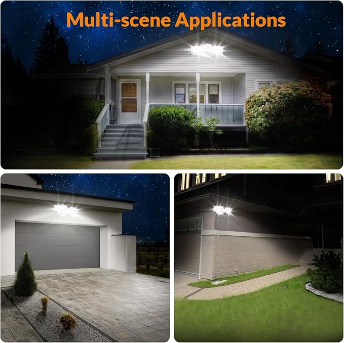 LEPOWER 3000LM Flood Light Outdoor, Switch Controlled LED Security Light, 28W Exterior Lights with 2 Adjustable Heads, IP65 Waterproof, 5500K Wall Mount Exterior LED Flood Light for Garage, Yard White