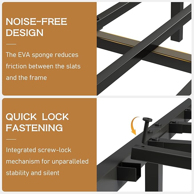 Queen Bed Frame with Storage Drawers and Charging Station, Upholstered Headboard Metal Platform Bed with USB Ports, No Box Spring Needed, Easy Assembly, Dark Brown