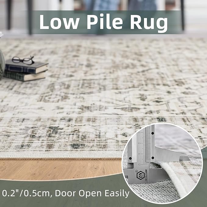 Deerly Boho 2x3 Area Rug Entryway Rugs for Bedroom Bathroom Kitchen 2x3 Small Soft Rugs Low Pile Keep Off Rug Carpet Washable Rug Oriental Vintage Area Rug Cream