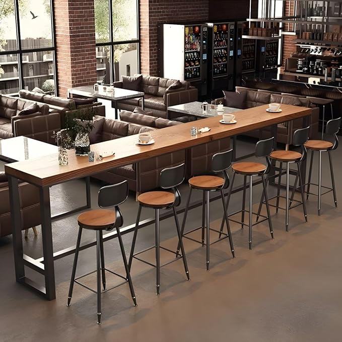 RUNNUP Farmhouse Bar Table Solid Wood Rectangle Bar Height Table for Kitchen Coffee Shop Window Small Space -Table Only(70.9" L x 15.7" W x 41.3" H)