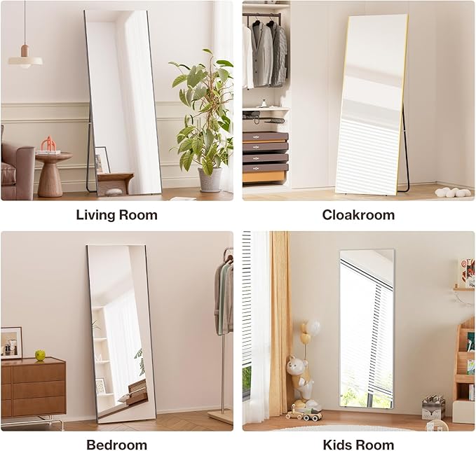 76"x34" Full Length Mirror with Stand, 3-in-1 Usage, Shatterproof Glassless Floor Mirror for Living Room Cloakroom Bedroom Kids Room Boutique Dorm Store, Child & Pet Friendly (White)