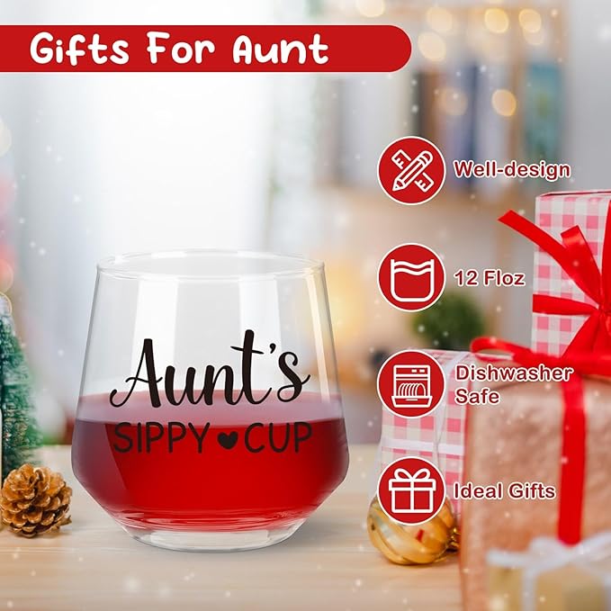 Ithmahco Aunt And Uncle Christmas Gifts, Aunt Wine Glass And Uncle Whiskey Glass Set, Aunt Uncle Gifts, Best Aunt And Uncle Ever Gift Set, Funny Christmas Birthday Gifts For Aunt Uncle