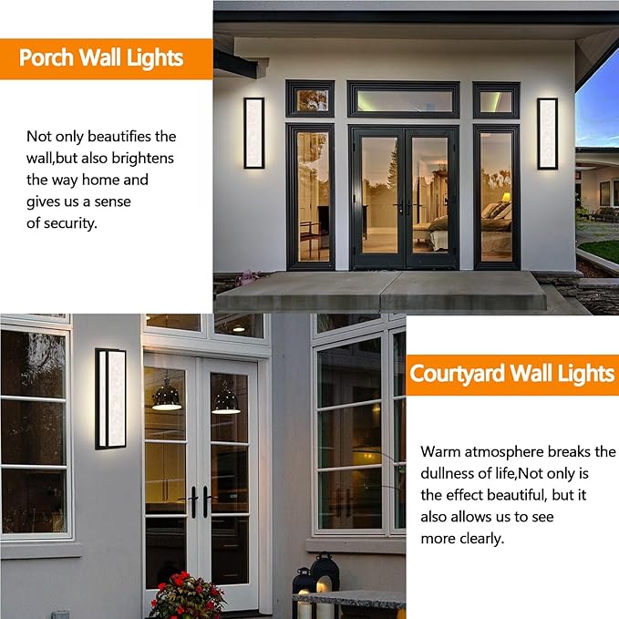 Motion Sensor Outdoor Wall Light LED 26W 24.8in - Rectangle Modern Exterior Lighting Fixture with Resin Shade, IP65 Waterproof Porch Sconce,for Garage,Front Door,Patio