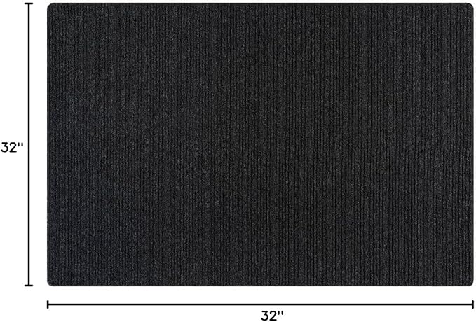 Non Slip Dark Gray Solid Rubber Back Thing Landing Mat for Staircase 3x3 for Entryway, Rug for Bathroom, Stain Resistant Easy Cleaning Non Shedding Carpet Dark Gray 3 x 3