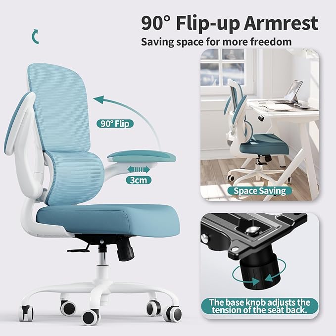 TRALT Office Chair - Ergonomic Desk Chair with Adjustable Lumbar Support, Mesh Computer Chair, Executive Chairs for Home Office Comfortable Lumbar Support,Sky Blue