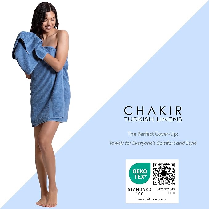 Chakir Turkish Linens Luxury Spa and Hotel Quality Premium Turkish Cotton 6-Piece Towel Set (2 x Bath Towels, 2 x Hand Towels, 2 x Washcloths)