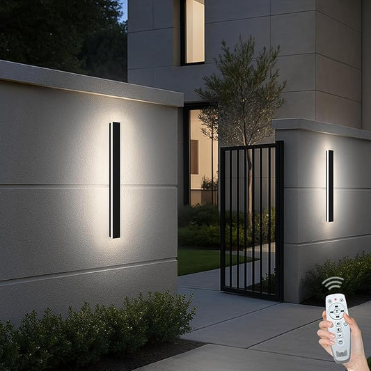 39 Inch Modern Outdoor Wall Lights, 3CCT Color Selectable Outdoor Wall Sconce with Remote Control, IP65 Waterproof Exterior Linear Wall LED Light for House Garage 3000K-6000K