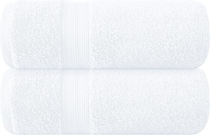 BOUTIQUO Cotton 2 Pack Oversized Bath Towel Set, Large Bath Towels 27x54, Ultra Soft, Absorbent, Compact, Quick Drying and Lightweight, Eco-Friendly and 100% Recyclable Towel Set - White