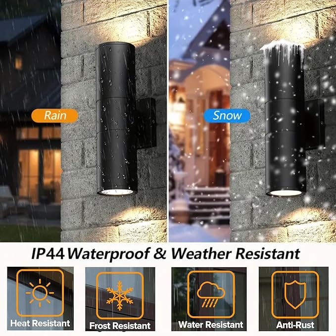 2 Pack 14inch LED Up & Down Wall Lights,18W E26 4000K Day White 1800LM Outdoor Wall Light Aluminum Body Waterproof IP65 led Porch Light for Wall Patio Garage Garden