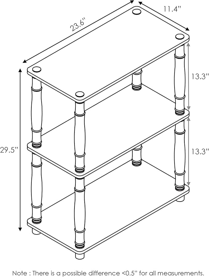 Furinno Turn-N-Tube 3-Tier Compact Multipurpose Shelf Display Rack with Classic Tube, Americano/Black