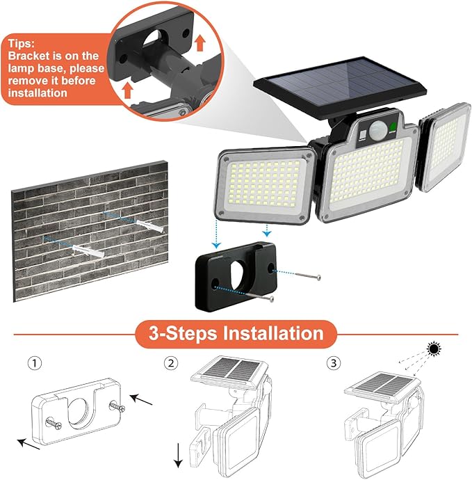 280 LED Solar Flood Security Lights, Solar Outside Lights with Remote Control, Motion Sensor Lights Outdoor, Waterproof for Porch, Patio, Yard, Garage, 2 Pack