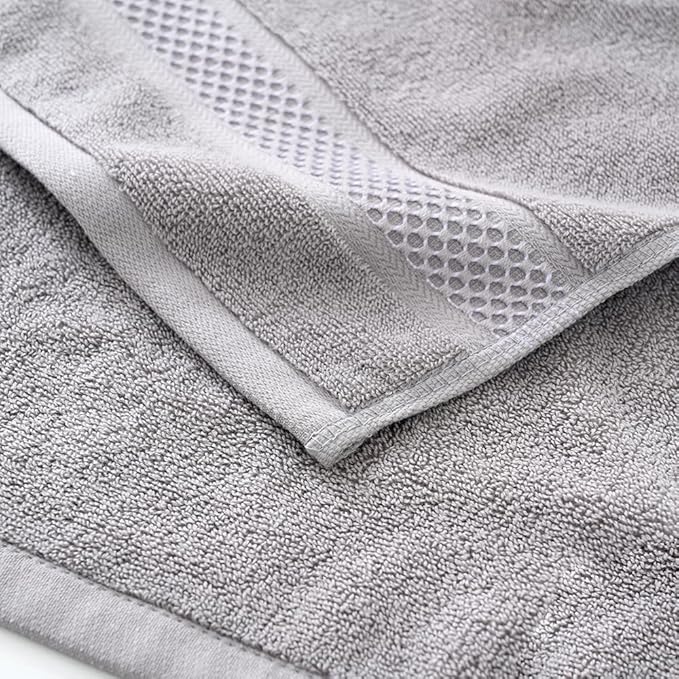 sense gnosis Grey Hand Towel Set of 2 Super Soft Absorbent Plush 100% Cotton Hand Towels for Bathroom Decorative 13 X 29 Inch