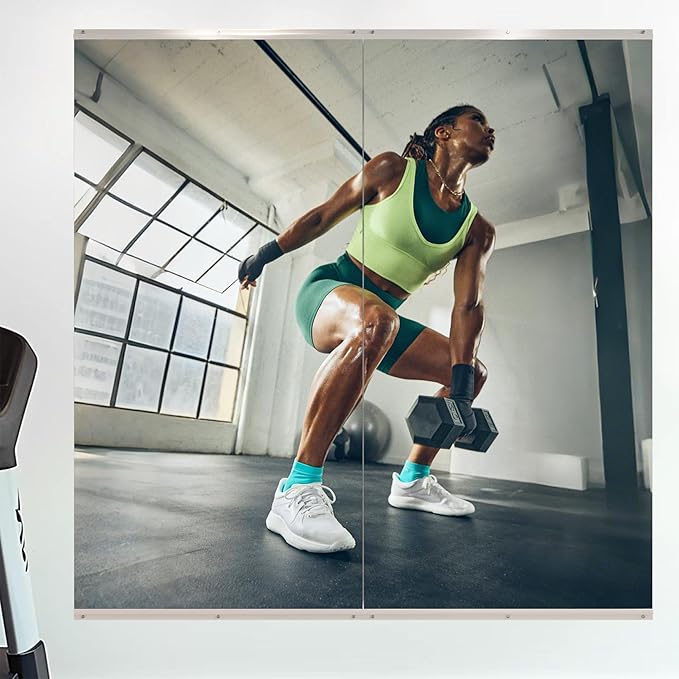 ROOMTEC Home Gym Mirror 48"x32" Frameless Wall Mounted Fitness Mirror, Large Tempered Glass Full Length for Yoga, Dance Studio, Workout Room