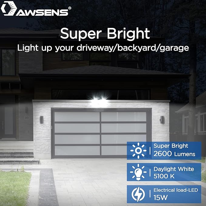 40W LED Security Lights Motion Sensor Light Outdoor, 180 Degree, 4000 LM Motion Security Light, 5000 K, ETL Water Resistant, Clear 2 Head Motion Detector Flood Light for Garage, Yard (Black)