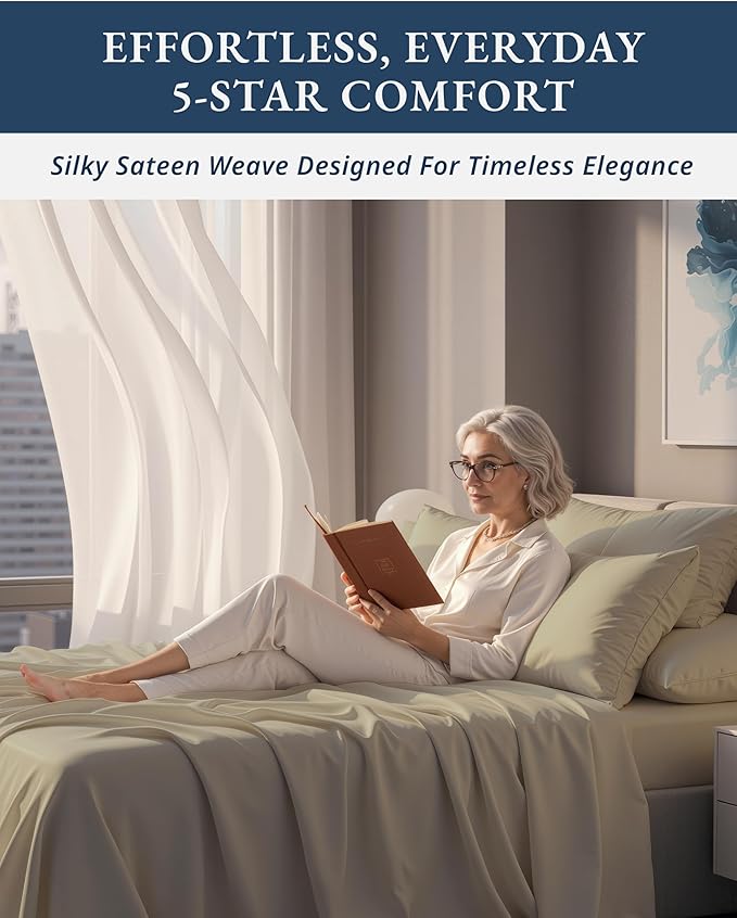 LANE LINEN 100% Egyptian Cotton Split King Sheets for Adjustable Beds, 15 inch Extra Deep Pocket Split King Sheets, Naturally Temperature Regulating Cooling NO Pill Fade Resistant - Linen