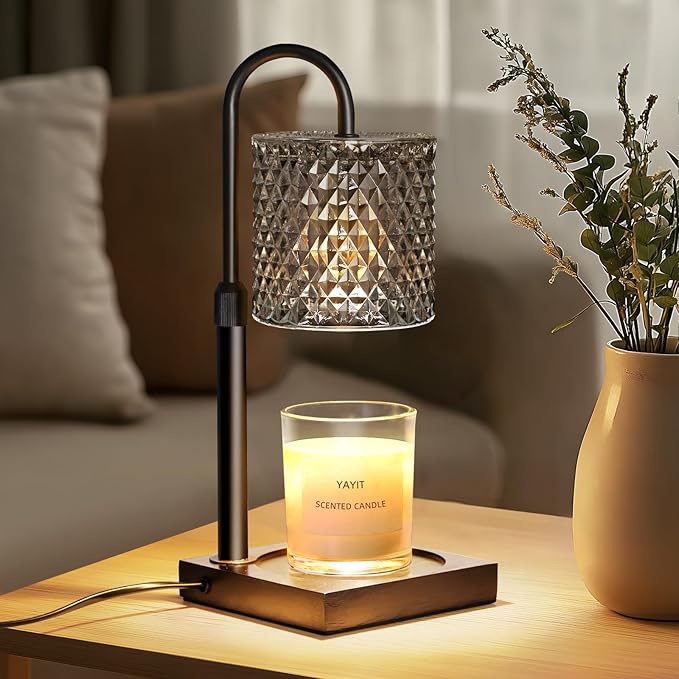 Candle Warmer Lamp with Timer Dimmer Adjustable Height, Candle Warmer with 2 Bulbs for Jar Candles, Home Decor, Women Brithday