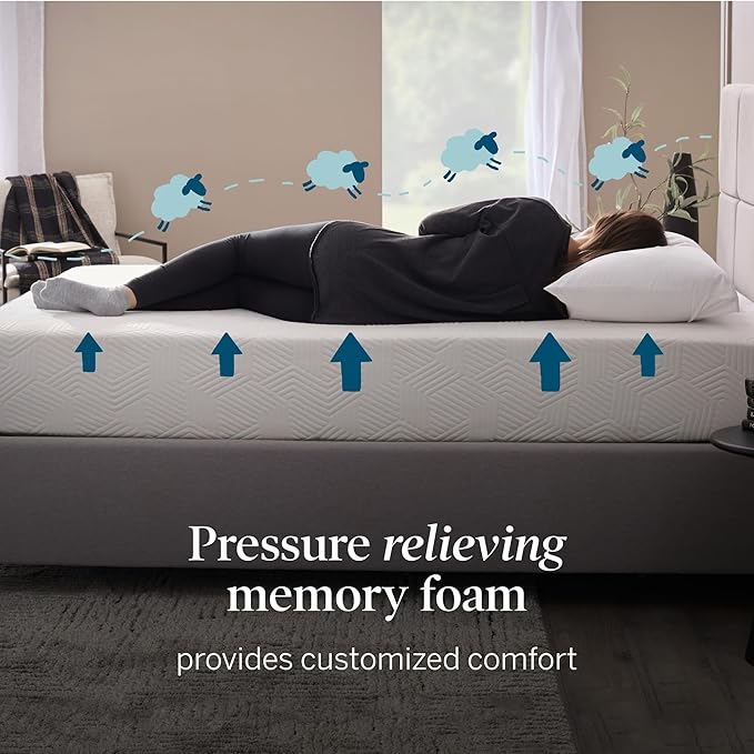 Lucid 10 Inch Memory Foam Mattress - Plush Feel - Infused with Refreshing Bamboo Charcoal and Cooling Gel - Bed in a Box - Temperature Regulating - Pressure Relief - Breathable - King Size