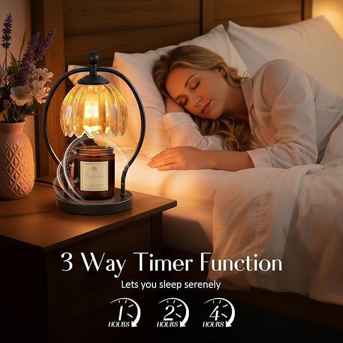 COTTHOS Candle Warmer Lamp, Dimmable Candle Warmer with Timer, Vintage Candles Wax Warmers for Jar Candles Christmas Birthday Gifts for Women Mom, Home Decor for Bedroom Living Room, Black Amber