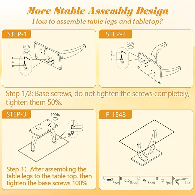 Modern Dining Table Set for 4,Dining Room Table Set for 4,Kitchen Table Set with 4 PU Leather Chairs,63'' Glass Dining Table Set with Silver U-Shaped Table Legs and Rectangular Base
