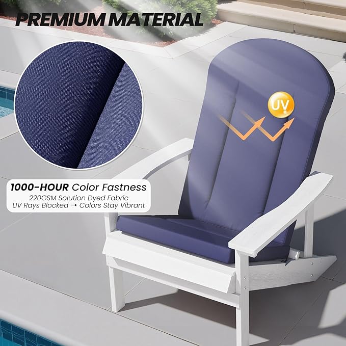 Crestlive Products 50x20 Inch Adirondack Chair Cushions Set of 2 Outdoor Rocking Chair Cushions Water Resistant