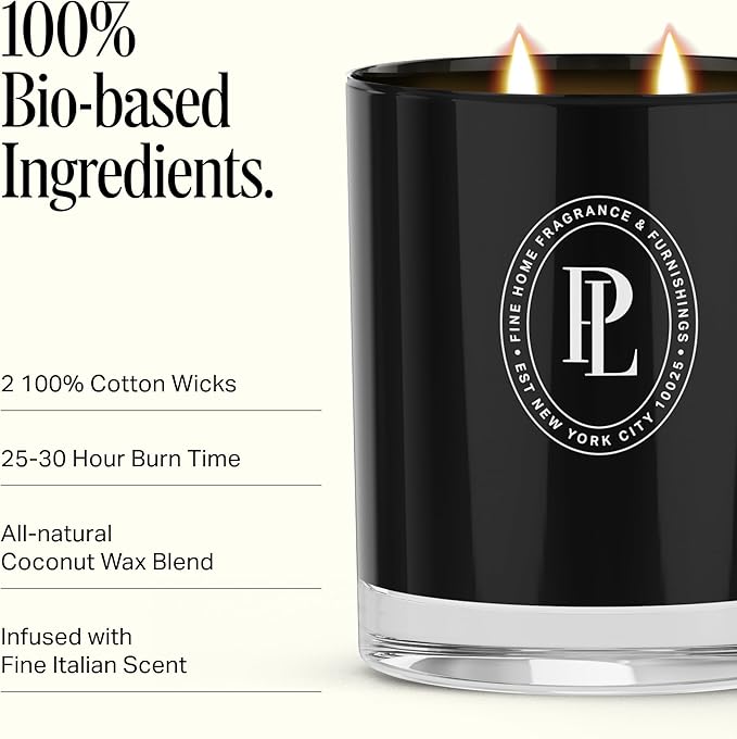Preston Lane Luxury 2-Wick Scented Candle, Terrace View, 7.5 oz Hand-Poured in USA | Long Burn Time (20–30 Hrs), Vegan Soy Wax Blend, Decorative Glass Vessel, Fine Italian Fragrance
