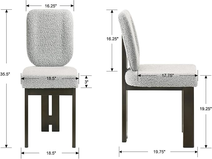 Modern Boucle Dining Chairs Set of 6, Farmhouse Sherpa Upholstered Wooden Kitchen Chairs with Back, Side Armless Dining Room Chairs with Brown Wood Legs for Kitchen Restaurant, Gray