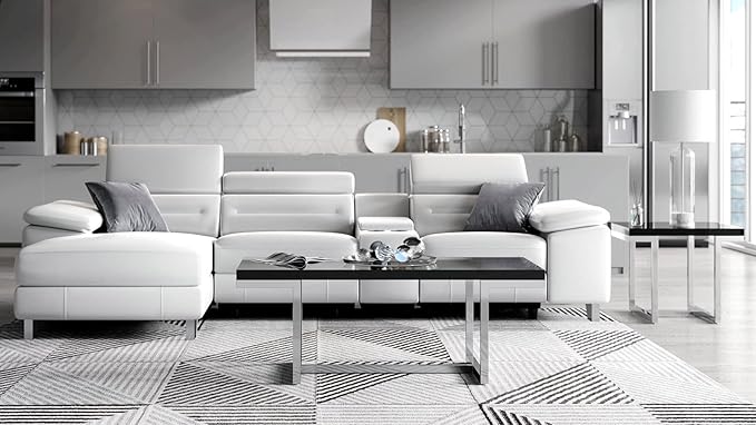 Modern Straz Coffee Table Glossy Black Lacquer Top Polished Stainless-Steel Base